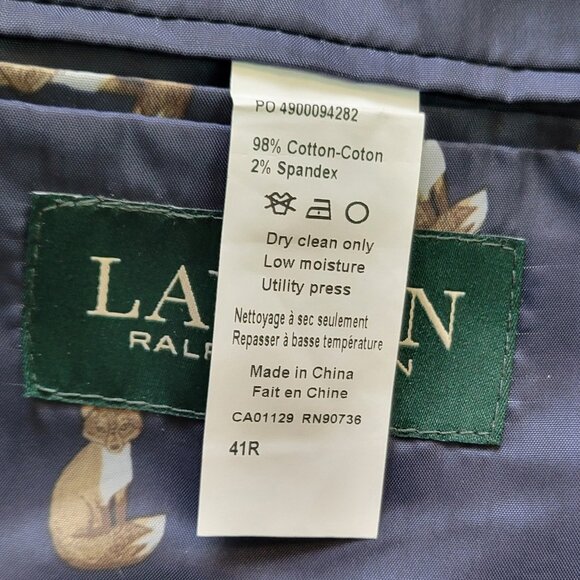 NWT Ralph Lauren Corduroy Cotton Blazer Jacket ULTRA FLEX Dark Teal Blue 41R Fox - Picture 7 of 7